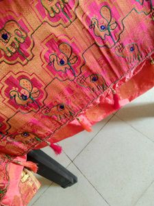 Pink & Gold Embroidered Fabric