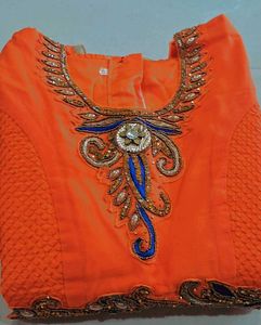 Elegant Orange Ethnic Gown