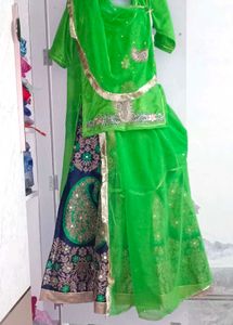 Green Embroidered Rajputi Poshak/rajasthani Dress