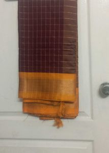 Maroon Yellow Saree