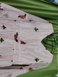 Pink Floral Embroidered Dress