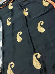 Elegant black golden border and motifs saree