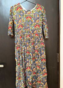 Traditional Multicolor Embroidered Long Dress