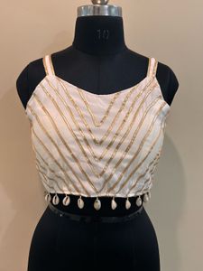 Purple Striped Shell Crop Top