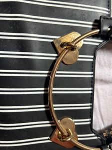 Striped Heart Handle Bag