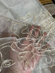 Embroidered White Sheer Stole
