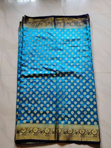 Blue &amp; Gold Silk Saree