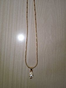 Gold Tone Crystal Pendant Necklace