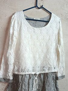 Trendy Ladies Lace Fashion Top White