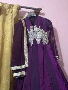 Purple Anarkali Suit with Embroidery