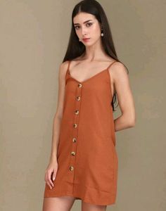Button-Down Sun Dress With Two Pockets