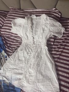 White Crochet Trimmed dress
