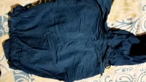 Stylish Blue Hooded Top