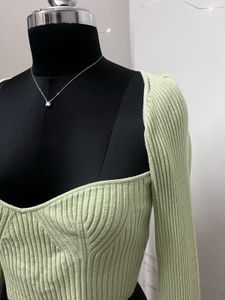 Green Ribbed Top