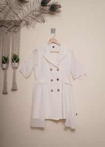 White Double Breasted Cape Dress