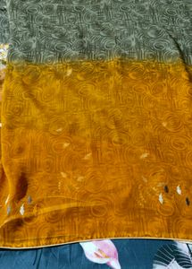 new 2 colour sari with blouse piece