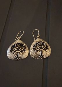 Tree of Life Earrings-Oxidised Silver