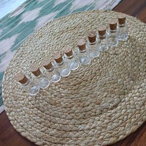 Set Of 10, 10 ml Glass Bottles With Cork
