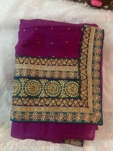 Elegant Purple Embellished Saree