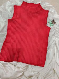 Korean Ribbed Sleeveless Turtleneck Top
