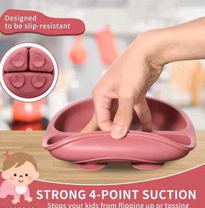 Silicone Baby Feeding Set - Bowl, Plate, and Utens