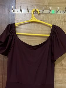Maroon Casual Off Shoulder Women Jumpsuit