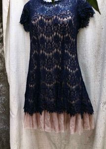 I. Navy Lace Mini Dress