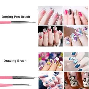 Nail Art Dotting Tools - Set of 5 And Brushes - 15