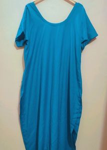 Sky Blue Kurta Black Salwar Without Dupatta