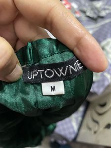 Emerald Green Ruched Mettalic Mini Skirt