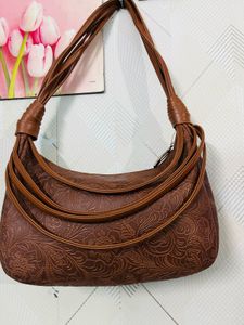 Brown Floral Handbag