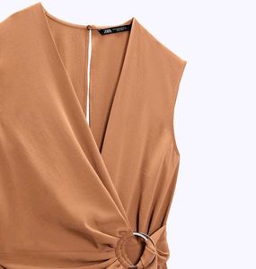 Zara Brown Belt Jumpsuit Classic Office