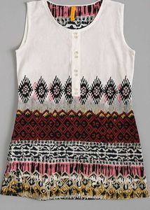 Ethnic Sleeveless Cotton Top with Tribal Pri