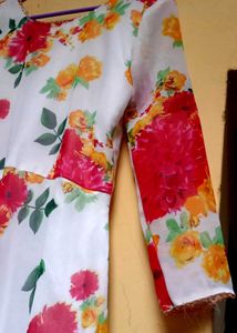 Floral Print Dress With Dupatta