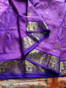 Elegant Purple &amp; Gold Saree