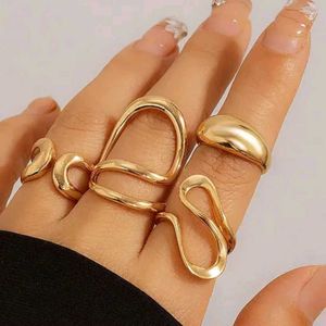 Gold Ring Set - 5 Pieces