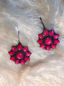 Pink Flower Earrings