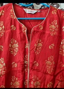 Gold Ethnic Printed XXXL Kurta From BIBA