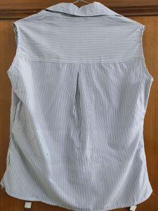 White and Blue Stripped Sleeveless Shirt 💙🤍💙🤍