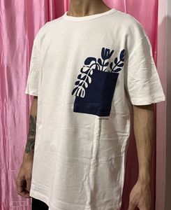 White Graphic Tee with Pocket