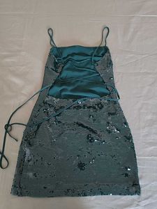ZARA Sequin Back Tie Mini Dress