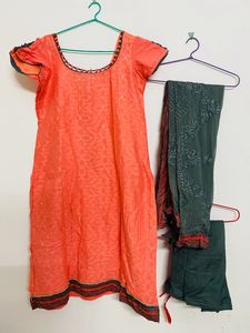 Mini Mirror Work Churidhar Top With Dupatta