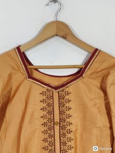 Yellow Orange and Maroon Embellished Kurta Sets (W