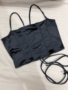 Black Satin Corset Top