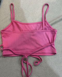 Pink Ribbed Crop Top