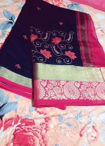 Handloom SilkElegant Navy Blue Saree