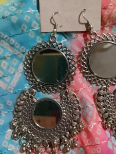 Silver Oxidized Mirror Hoop Earrings 💞