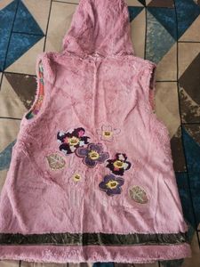 Pink Faux Fur Hooded Vest