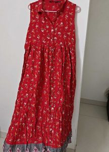 Maroon Printed Maxi Dress