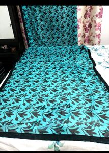 Floral Print Saree with Sequin Border